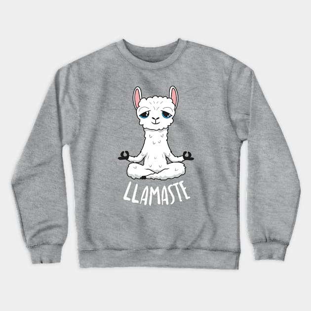 Llamaste - Yoga Llama - white design Crewneck Sweatshirt by verde